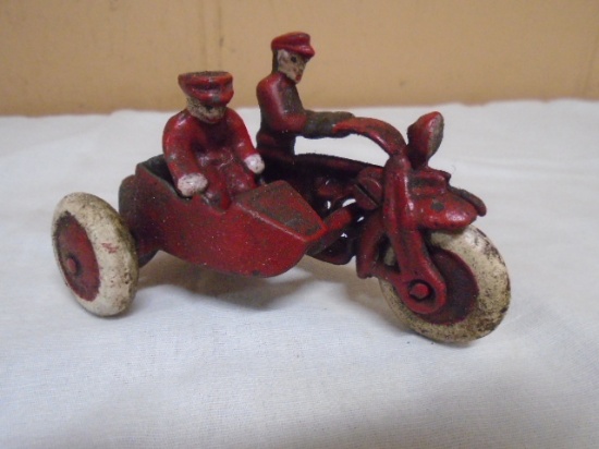 Cast Iron Motorcycle Toy w/Side Car