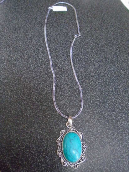 German Silver And Turquoise Ladies Necklace
