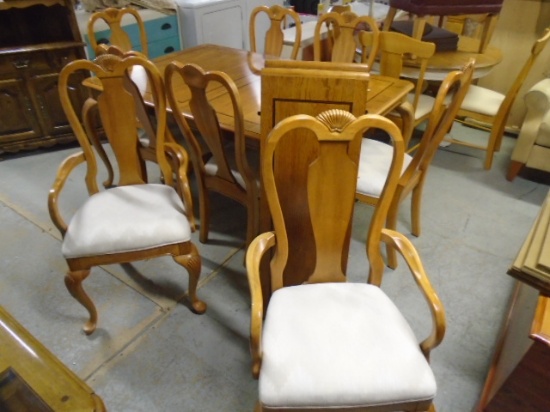 Beautiful Inlayed Top Dining Table w/8 Matching Chairs