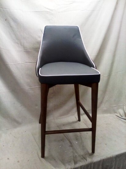 Padded Faux Leather Wood Legged Bar Stool