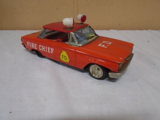 Vintage Tin Type Fire Chief Car