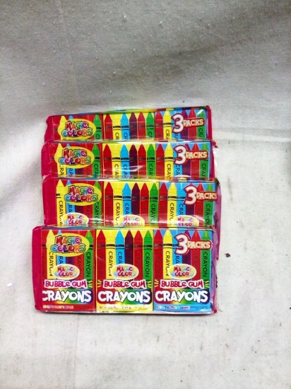 Four Paks of Crayon Bubble Gum