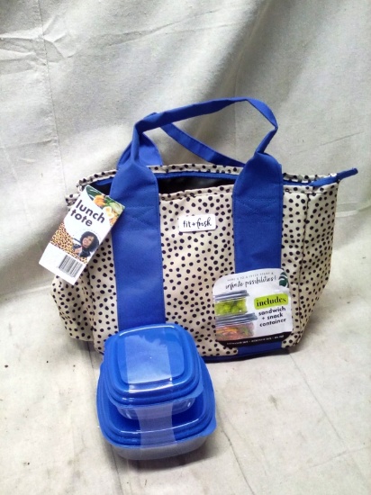 Fit and Fresh Zippered Insulated Tote with snap lid containers