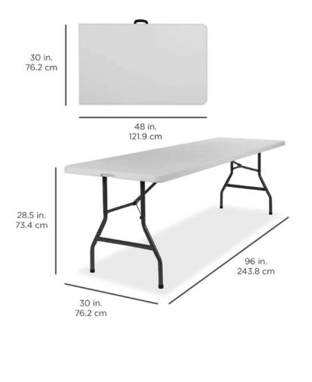 8ft Portable Folding Plastic Dining Table w/ Handle, Lock