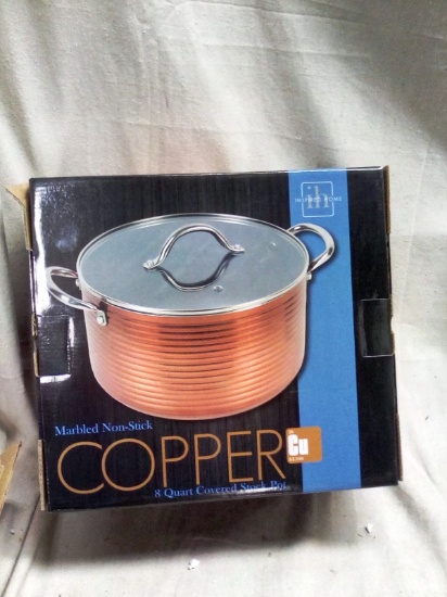 Marbled Non-Stick Copper 8 Qt Covered Stock Pot