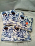 Qty. 5 packs of Blue Floral Cocktail napkins
