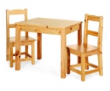 3-Piece Kids Wooden Activity Table Furniture Set w/ 2 Chairs