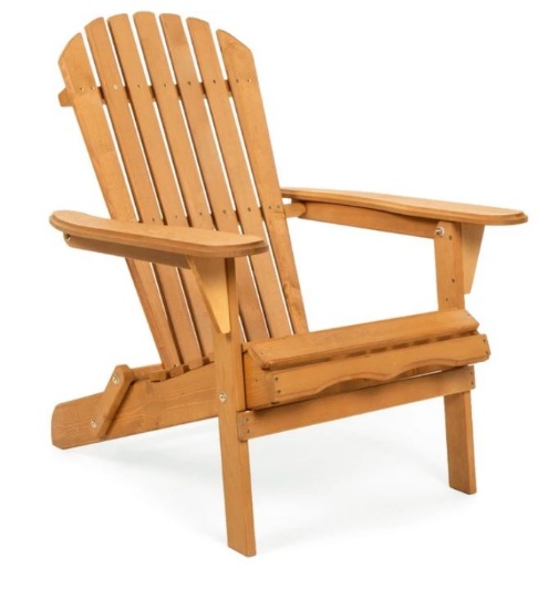 Folding Wood Adirondack Chair Accent Furniture w/ Natural Finish - Brown