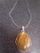 Ladies German Silver & Tiger Eye Pendant & Chairn