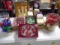 Large Group of Glass Ornaments & Electric Candles