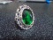 Ladies German Silver & Emerald Square Ring