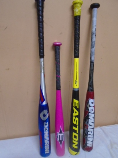 4pc Group of Aluminum Baseball Bats