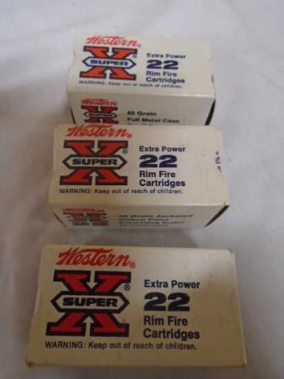 (3) 50 Round Boxes of Western Super X 22 LR Rimfire Cartridges