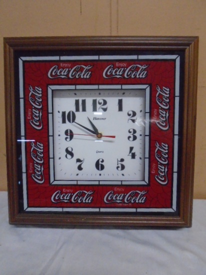 Glass Front Wood Framed Coca-Cola Clock
