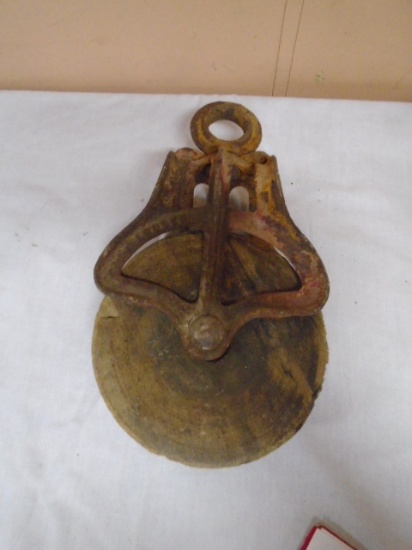 Antique Wooden Barn Pulley