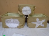 3 Pc. Burlap Tote Set w/Rope Handles