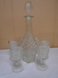 Glass Decanter w/6 Matching Goblets