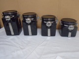 Home 4 Pc. Ceramic Canister Set w/Stainless Spoons