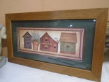 Oak Framed Bird House Print Wall Décor