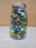 Quart Ball Jar Glass of Marbles