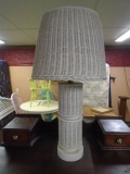 White Wicker Table Lamp