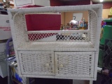 White Wicker Wall Shelf w/ 2 Doors