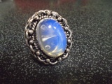Ladies German Silver & Opal Sy Ring