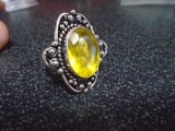 Ladies German Silver & Lemon Quartz Ring