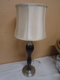 Beautiful Brushed Nickle & Wood Table Lamp