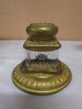 Antique Ink Well w/ Lift-Up Lid