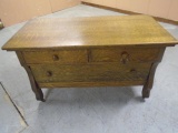 Antique 3 Drawer Tiger Oak Chest w/2 Original Keys