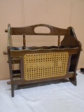 Wood and Wicker Magazine Rack