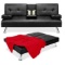 Faux Leather Upholstered Convertible Sofa Bed Futon w/ 2 Cupholders