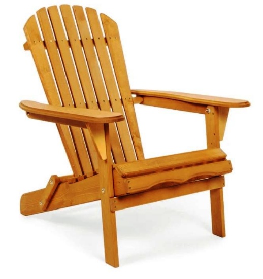 Folding Wood Adirondack Chair Accent Furniture w/ Natural Finish - Brown