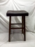 Tufted Top Faux Leather Brown Stool