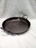 Black Hammered Round Metal Tray with handles