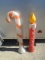 Vintage Blow Mold Lighted Candle & Candy Cane