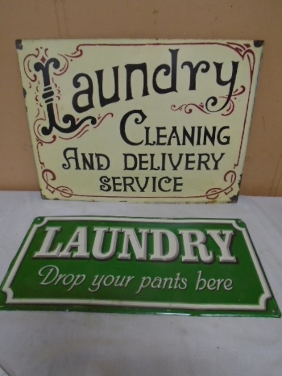 2 Metal Laundry Signs
