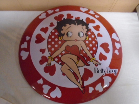 Round Metal Betty Boop Button Sign