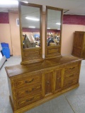 Beautiful 9 Drawer Dresser w/Twin Mirrors