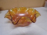 Vintage Fluted Carnival Glass Bowl