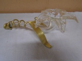 Brass & Art Glass Lily Décor Piece/ Vase