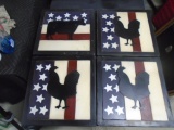 4pc Wooden Animal Americana Wall Art Set