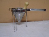 Stainless Steel Colander w/ Wooden Masher