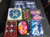 Large Group of Christmas Ornaments & Gift Boxes/ Bows