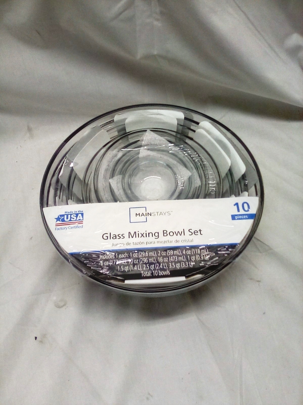 Mainstays Glass Mixing Bowls, 10 Piece Set