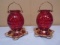 2 Matching Glass Top Hanging Hummingbird Feeders