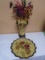 Beauiful Painted Large Double Handle Vase & Matching Platter