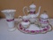 Rose Pattern China Tea Service Set w/Matching Vase