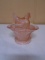 Vintage Pink Glass Hen on Basket